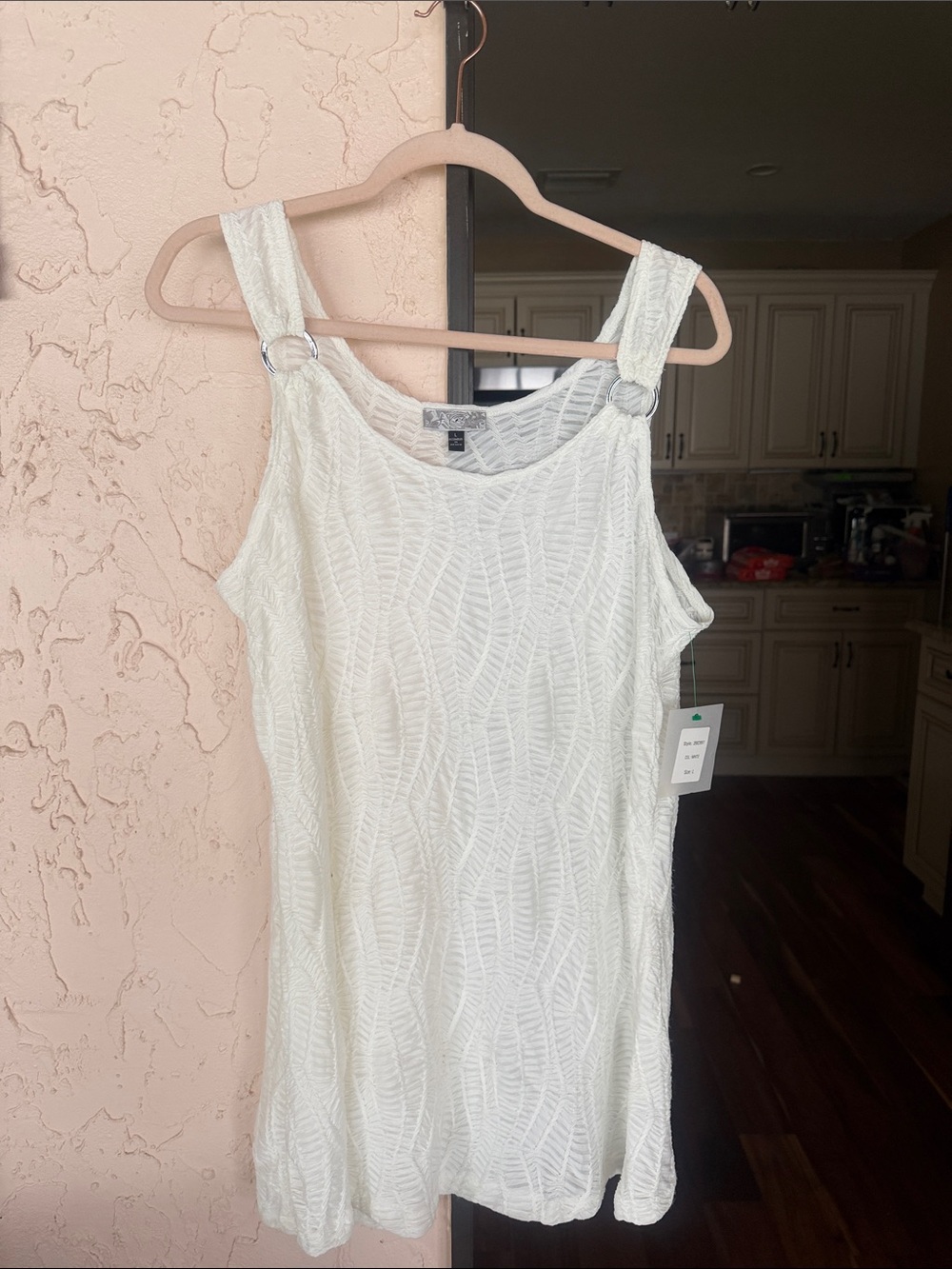 White Textured Sleeveless Dress by J. Valdi